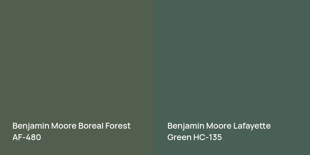 Benjamin Moore Boreal Forest vs. Benjamin Moore Lafayette Green