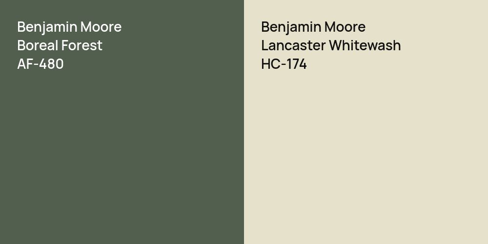 Benjamin Moore Boreal Forest vs. Benjamin Moore Lancaster Whitewash