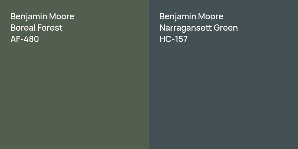 Benjamin Moore Boreal Forest vs. Benjamin Moore Narragansett Green