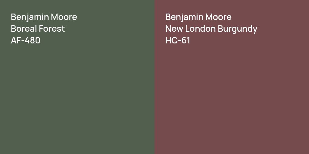 Benjamin Moore Boreal Forest vs. Benjamin Moore New London Burgundy