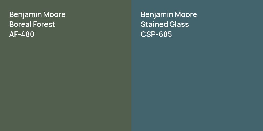 Benjamin Moore Boreal Forest vs. Benjamin Moore Stained Glass