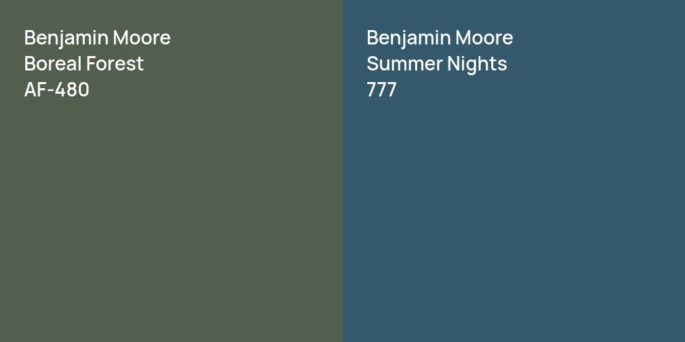 Benjamin Moore Boreal Forest vs. Benjamin Moore Summer Nights