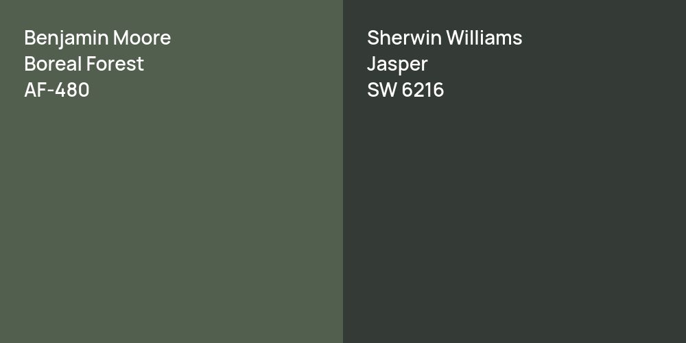 Benjamin Moore Boreal Forest vs. Sherwin Williams Jasper