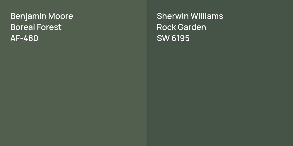 Benjamin Moore Boreal Forest vs. Sherwin Williams Rock Garden