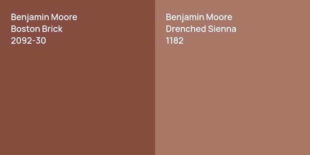 Benjamin Moore Boston Brick vs. Benjamin Moore Drenched Sienna