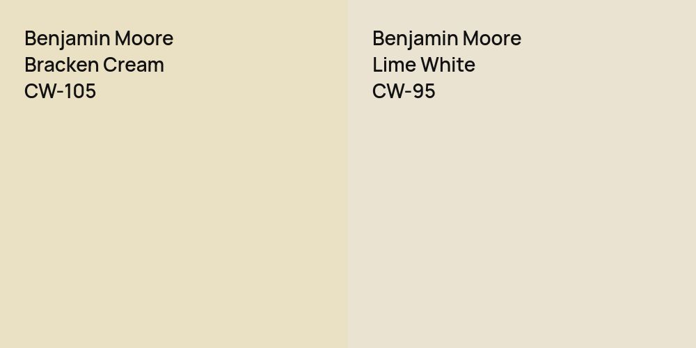 Benjamin Moore Bracken Cream vs. Benjamin Moore Lime White