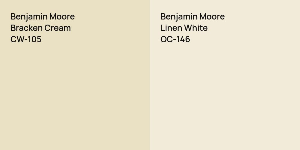 Benjamin Moore Bracken Cream vs. Benjamin Moore Linen White