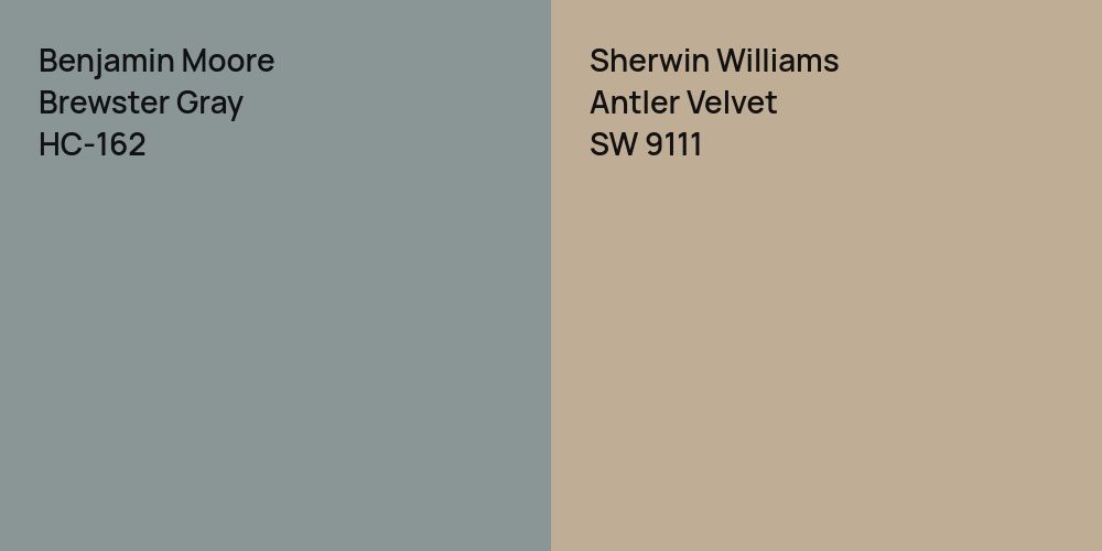 Benjamin Moore Brewster Gray vs. Sherwin Williams Antler Velvet