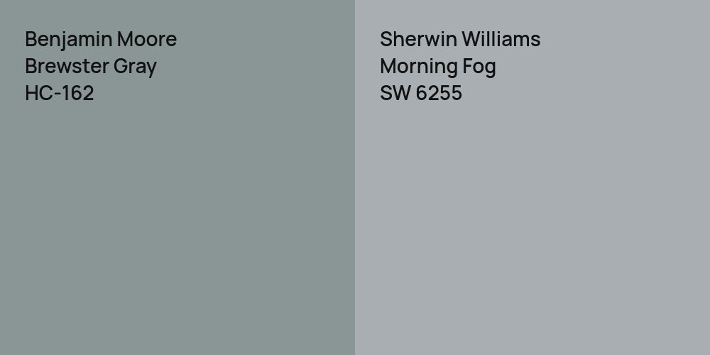 Benjamin Moore Brewster Gray vs. Sherwin Williams Morning Fog