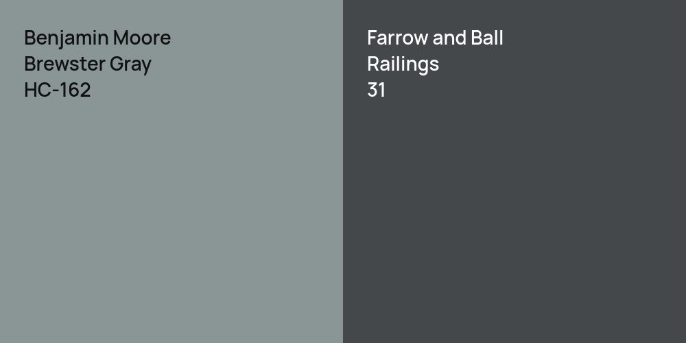 Benjamin Moore Brewster Gray vs. Farrow and Ball Railings