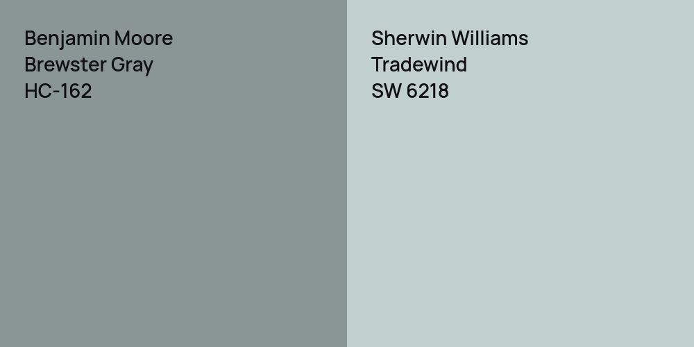 Benjamin Moore Brewster Gray vs. Sherwin Williams Tradewind