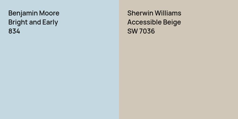 Benjamin Moore Bright and Early vs. Sherwin Williams Accessible Beige