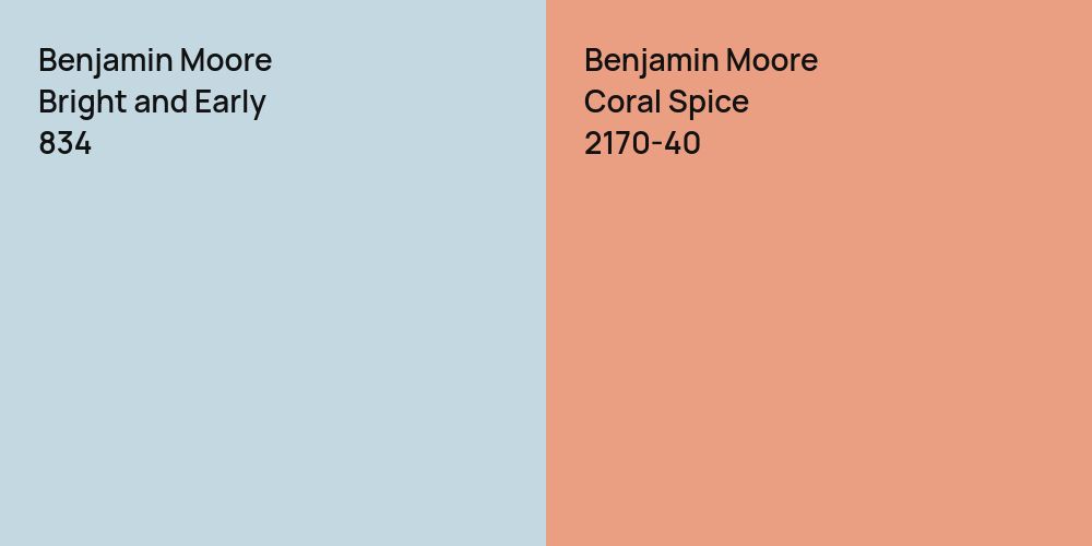 Benjamin Moore Bright and Early vs. Benjamin Moore Coral Spice