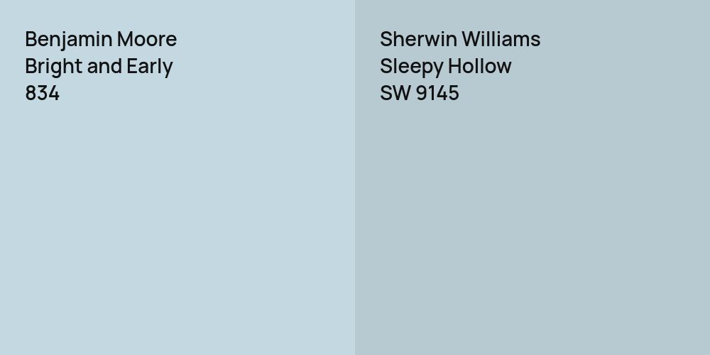 Benjamin Moore Bright and Early vs. Sherwin Williams Sleepy Hollow