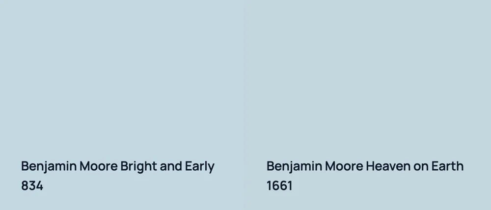 Benjamin Moore Bright and Early 834 vs Benjamin Moore Heaven on Earth 1661