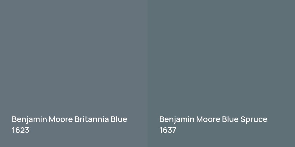 Benjamin Moore Britannia Blue vs. Benjamin Moore Blue Spruce