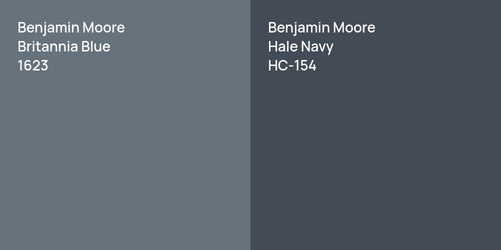 Benjamin Moore Britannia Blue vs. Benjamin Moore Hale Navy