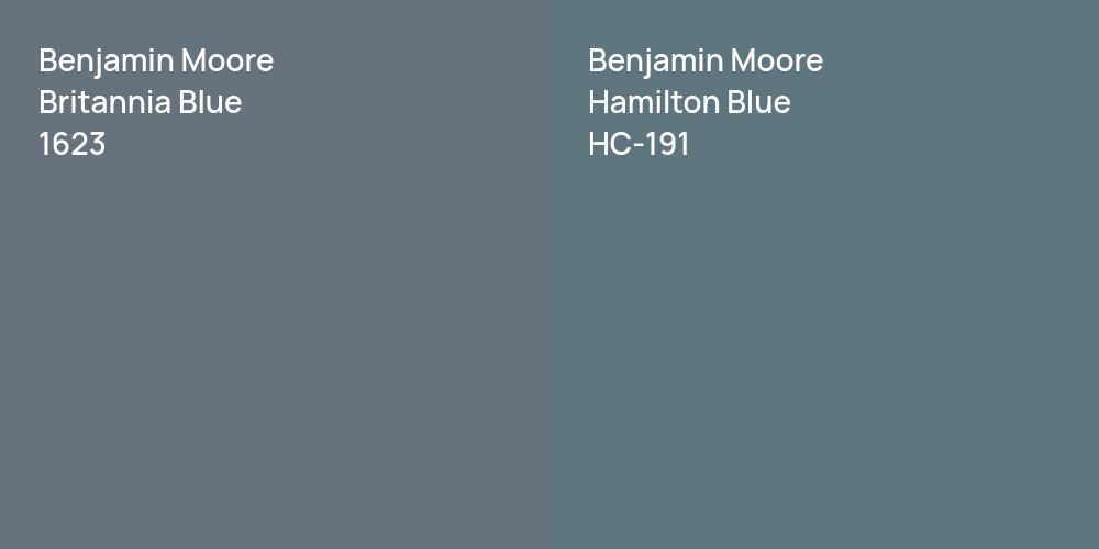 Benjamin Moore Britannia Blue vs. Benjamin Moore Hamilton Blue