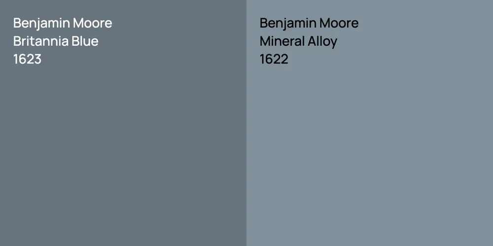 Benjamin Moore Britannia Blue vs. Benjamin Moore Mineral Alloy