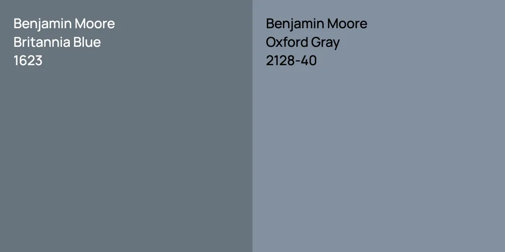 Benjamin Moore Britannia Blue vs. Benjamin Moore Oxford Gray