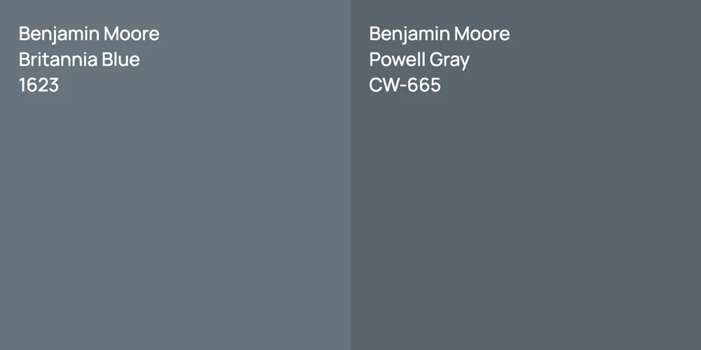 Benjamin Moore Britannia Blue vs. Benjamin Moore Powell Gray