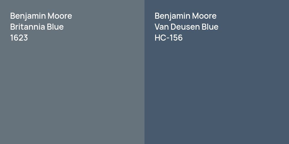 Benjamin Moore Britannia Blue vs. Benjamin Moore Van Deusen Blue