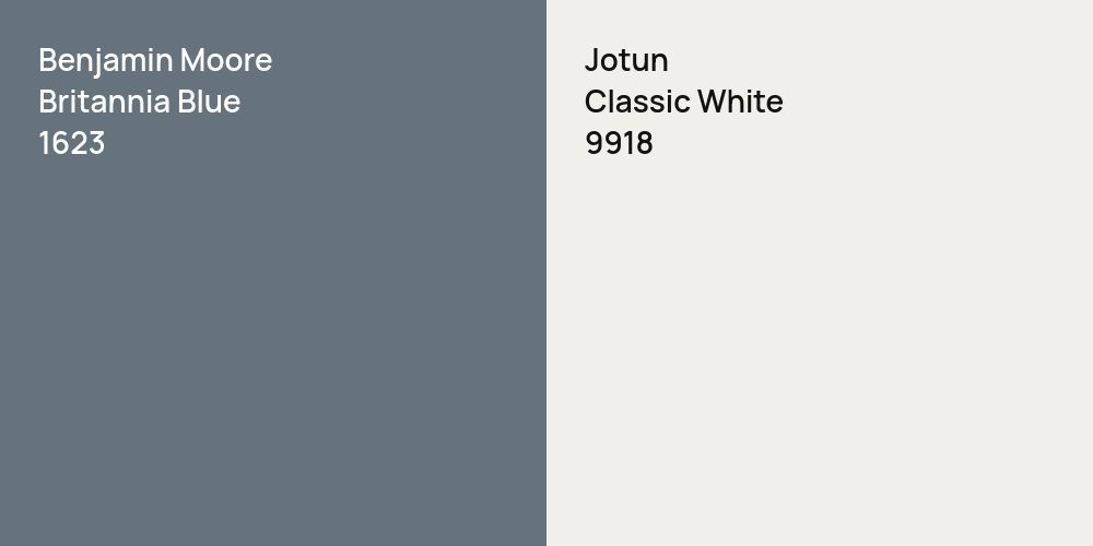 Benjamin Moore Britannia Blue vs. Jotun Classic White