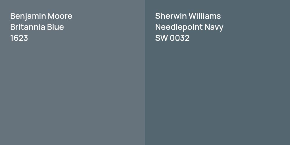 Benjamin Moore Britannia Blue vs. Sherwin Williams Needlepoint Navy