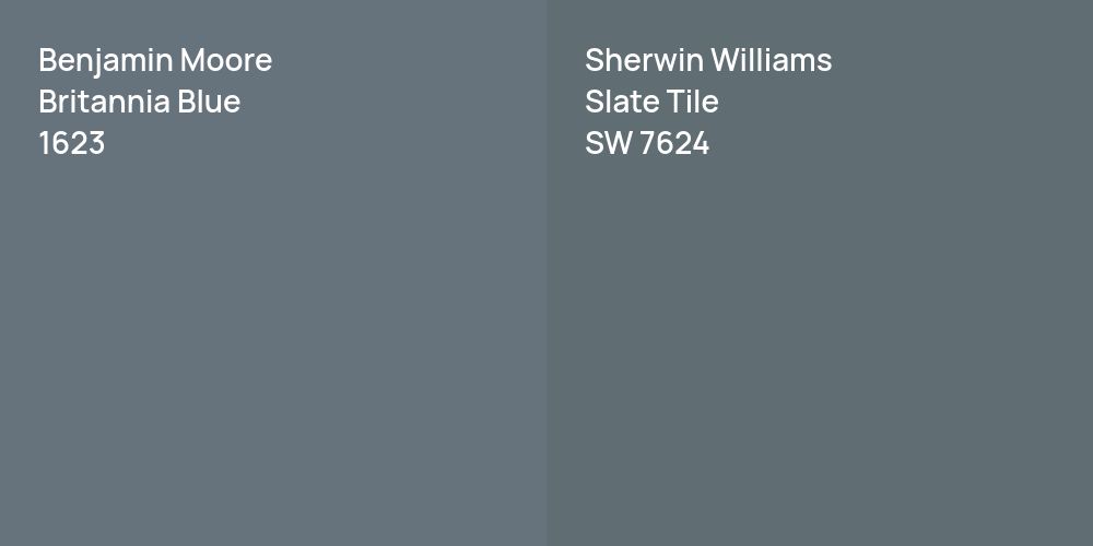 Benjamin Moore Britannia Blue vs. Sherwin Williams Slate Tile