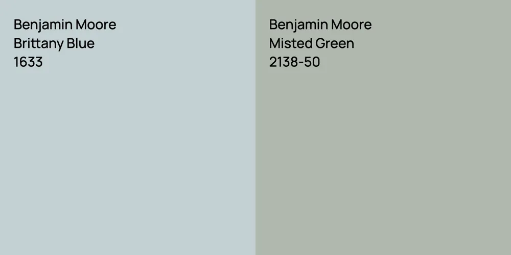 Benjamin Moore Brittany Blue vs. Benjamin Moore Misted Green