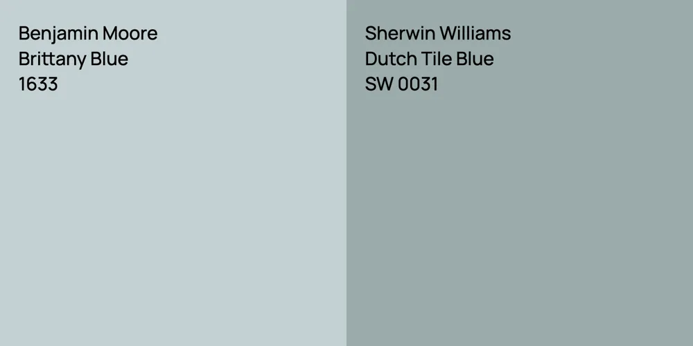 Benjamin Moore Brittany Blue vs. Sherwin Williams Dutch Tile Blue