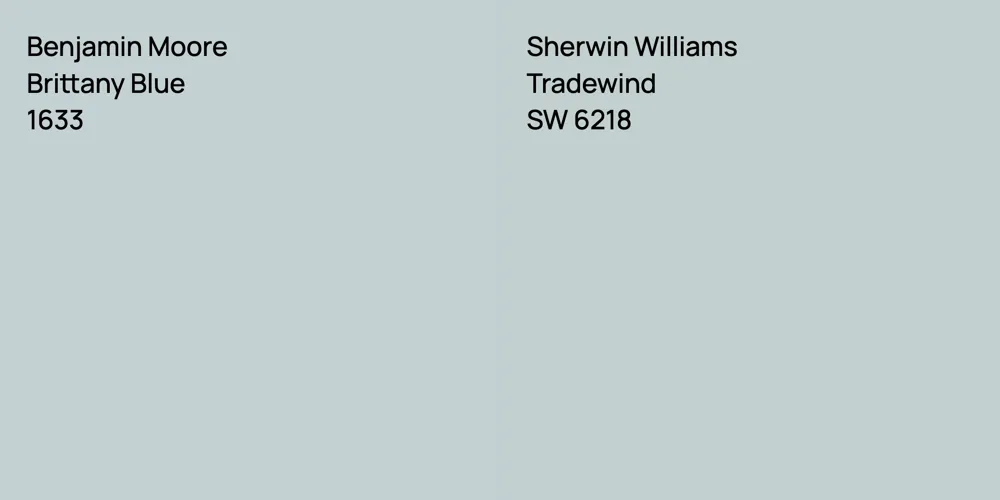 Benjamin Moore Brittany Blue vs. Sherwin Williams Tradewind