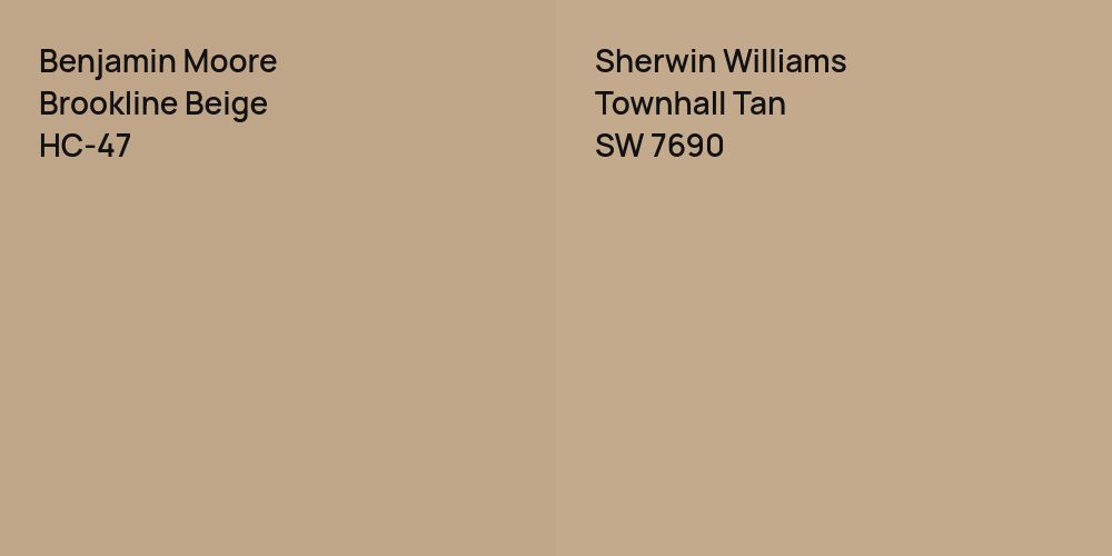 Benjamin Moore Brookline Beige vs. Sherwin Williams Townhall Tan