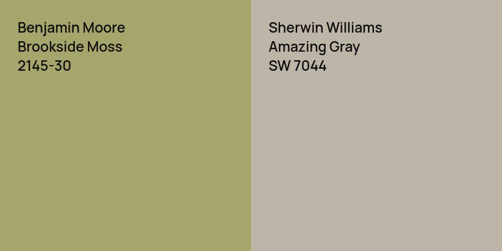 Benjamin Moore Brookside Moss vs. Sherwin Williams Amazing Gray