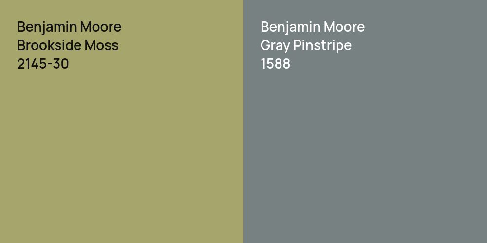 Benjamin Moore Brookside Moss vs. Benjamin Moore Gray Pinstripe