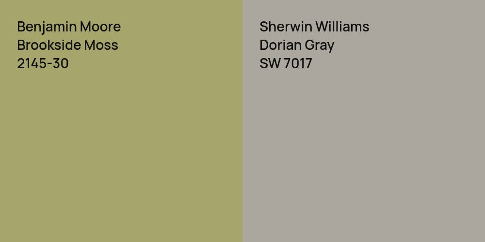 Benjamin Moore Brookside Moss vs. Sherwin Williams Dorian Gray