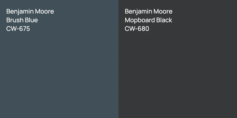 Benjamin Moore Brush Blue vs. Benjamin Moore Mopboard Black