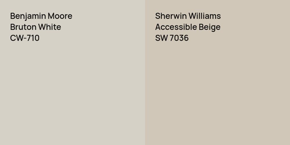 Benjamin Moore Bruton White vs. Sherwin Williams Accessible Beige