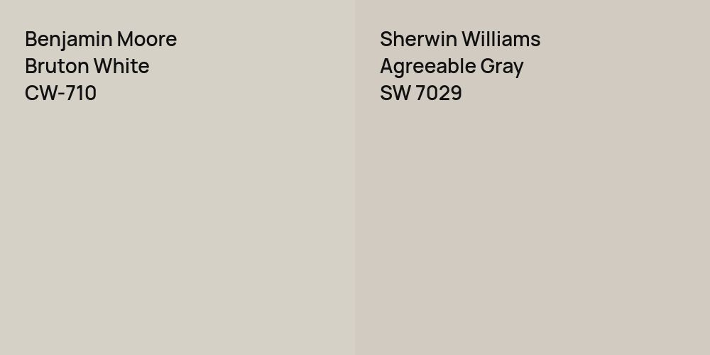 Benjamin Moore Bruton White vs. Sherwin Williams Agreeable Gray