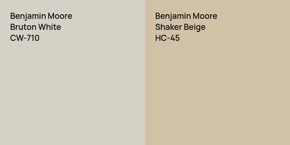 Benjamin Moore Bruton White vs. Benjamin Moore Shaker Beige