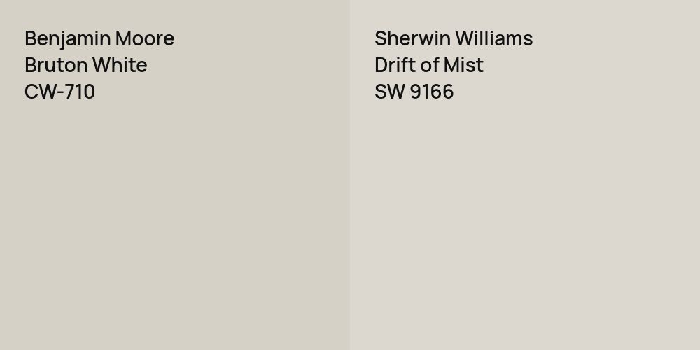 Benjamin Moore Bruton White vs. Sherwin Williams Drift of Mist