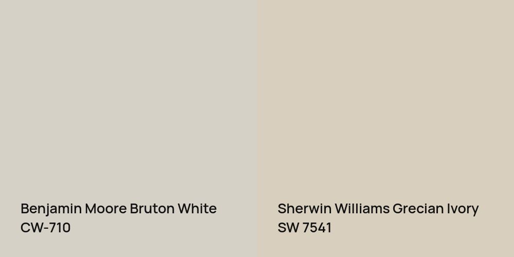 Benjamin Moore Bruton White vs. Sherwin Williams Grecian Ivory