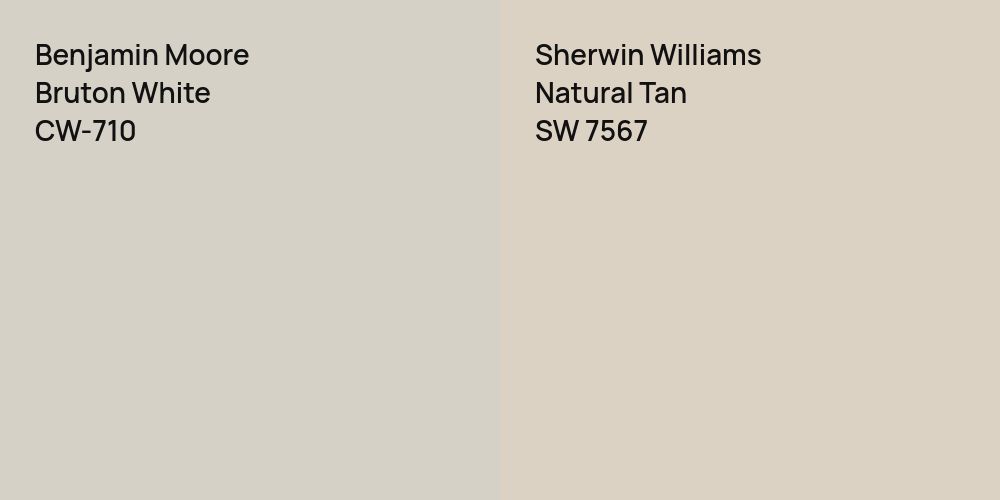 Benjamin Moore Bruton White vs. Sherwin Williams Natural Tan