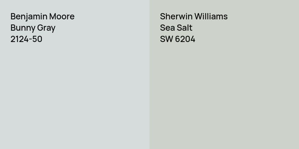 Benjamin Moore Bunny Gray vs. Sherwin Williams Sea Salt