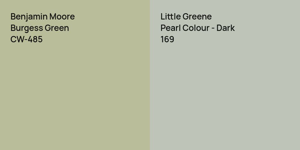 Benjamin Moore Burgess Green vs. Little Greene Pearl Colour - Dark