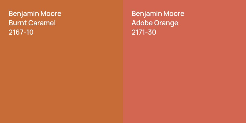 Benjamin Moore Burnt Caramel vs. Benjamin Moore Adobe Orange