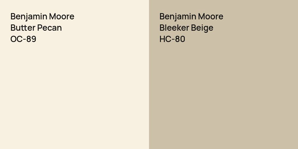 Benjamin Moore Butter Pecan vs. Benjamin Moore Bleeker Beige