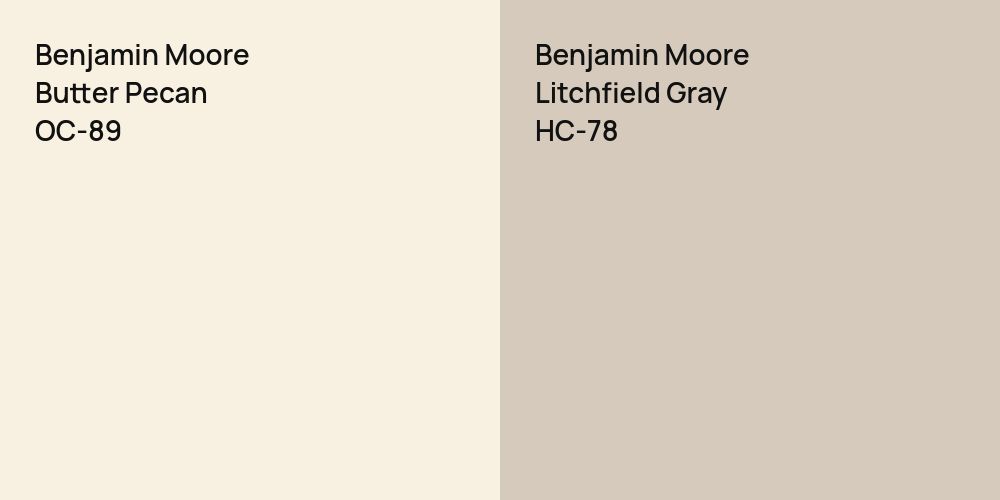 Benjamin Moore Butter Pecan vs. Benjamin Moore Litchfield Gray