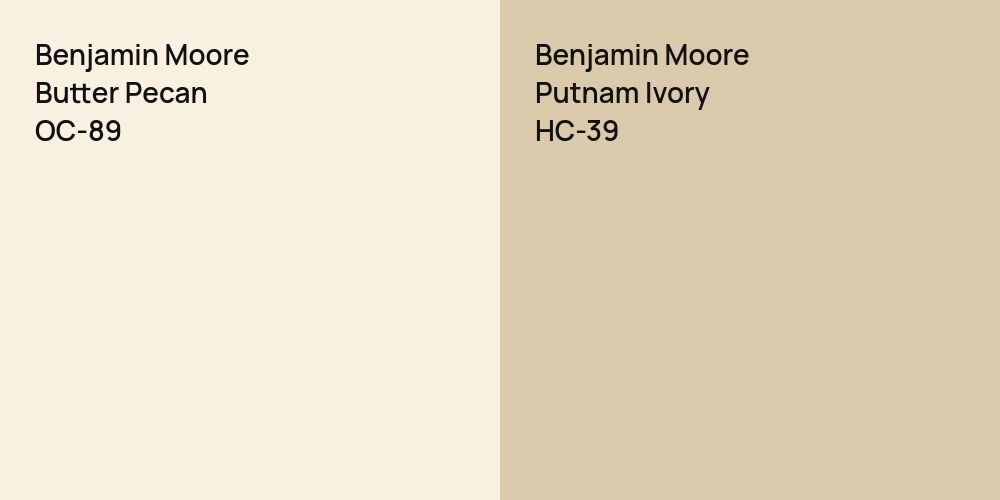 Benjamin Moore Butter Pecan vs. Benjamin Moore Putnam Ivory