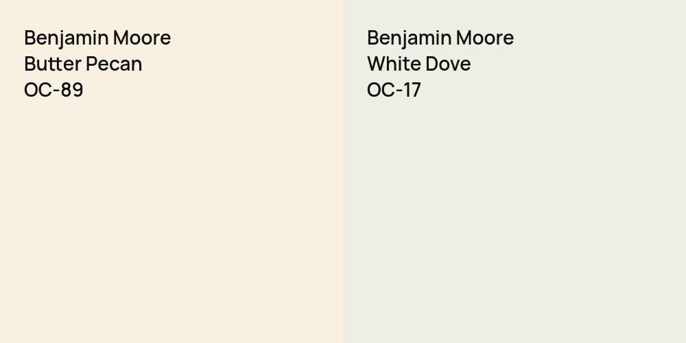 Benjamin Moore Butter Pecan vs. Benjamin Moore White Dove